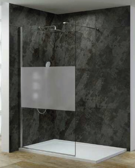 Kit Paroi Douche Réversible 120x200 Verre 8MM Bande Sablée