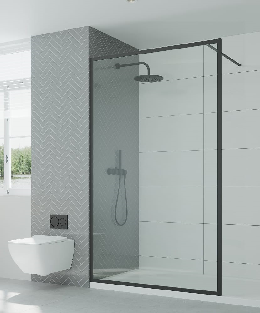 Kit Showerwall 120x200 Glass 8MM Mat Black frame