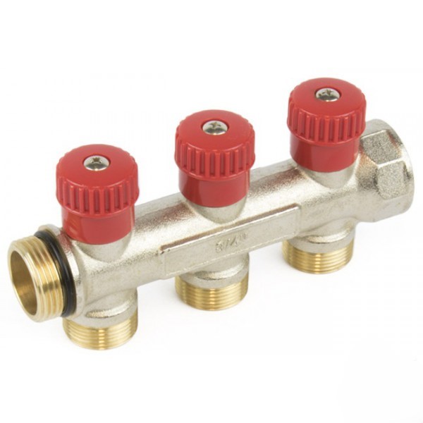 IVAR Collectoor met kranen 4/4" ROOD 4xM24